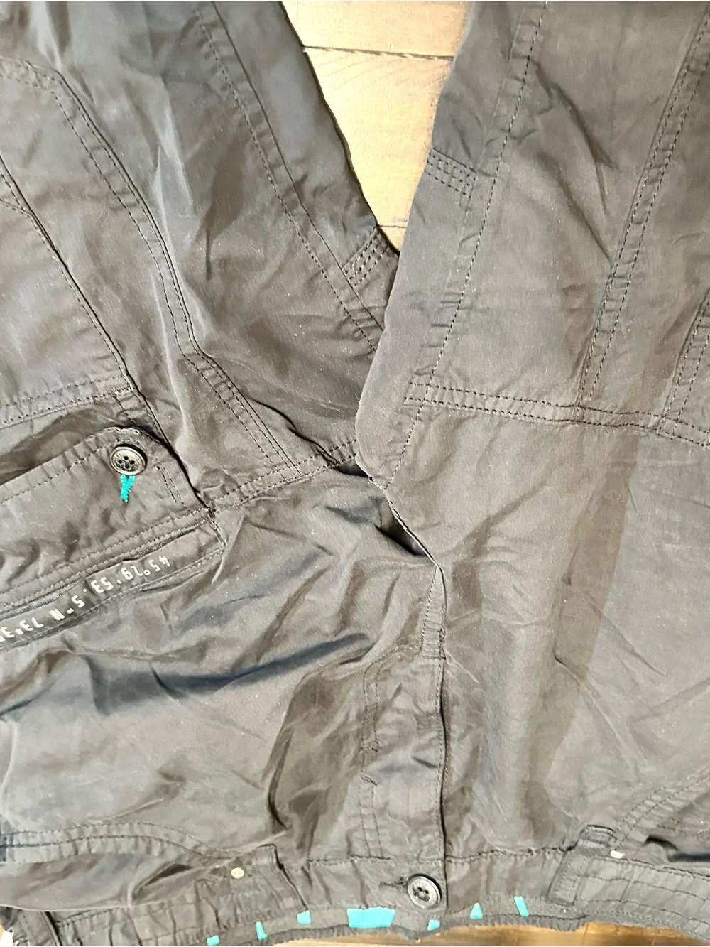 Human Made Black Cargo Shorts with Teal Stitch Accents